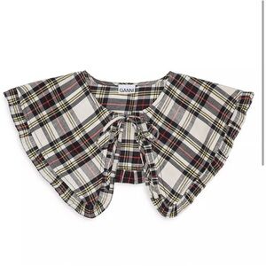 GANNI Silk Check Frill Collar